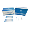 a blue and white box with a tube and strips