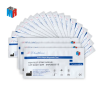 a group of white envelopes with blue and white text