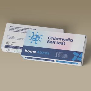 Clean, front-facing image of the chlamydia test kit box on a white background.