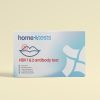 Front view of hometests.us HSV-1 & HSV-2 at-home test kit box, showing clear branding and test type label